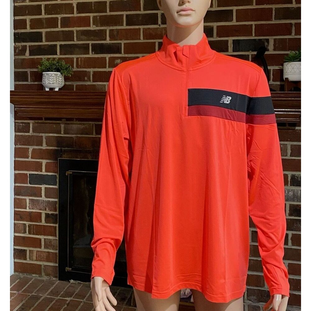 New Balance Athletic Pullover‎ Sweater Mens Size XL Orange 1/4 Zip Jacket NEW